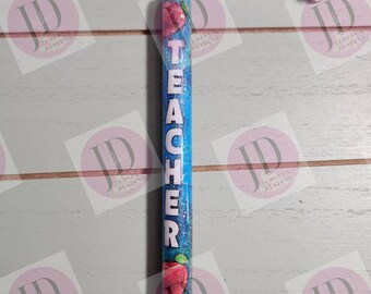 Teacher pen wrap Glitter pen, pen wrap with Lots of vibrant colors sparkle.   Gorgeous glitter pen