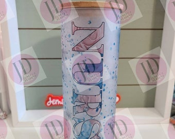 Frosted 25oz glass tumbler/Sublimated Nursr glass drink cup/ Vibrant colors/ bamboo lid