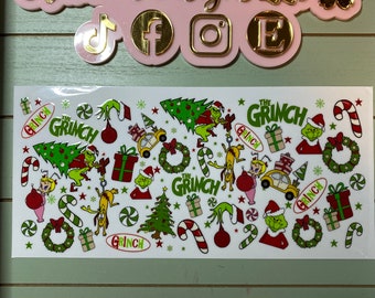 Ready to press|  Mean one| Mean guy/ Christmas tree/Christmas collage | uvdtf wrap | Permanent decal | No heat needed | Waterproof