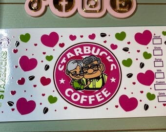 UV DTF 16 oz Glass can Ready to press|  Up couple / coffee | uvdtf wrap | Permanent decal | No heat needed | Waterproof