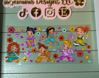 UV DTF 16 oz Glass can Ready to press|  Princess Babies uvdtf  | uvdtf wrap | Permanent decal | No heat needed | Waterproof