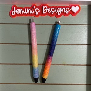 Beautiful bold & pastel rainbow pen set, ready for personalization, Set of 2 pens/ready for your business name or personal name