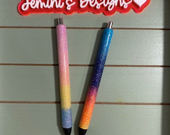 Beautiful bold & pastel rainbow pen set, ready for personalization, Set of 2 pens/ready for your business name or personal name