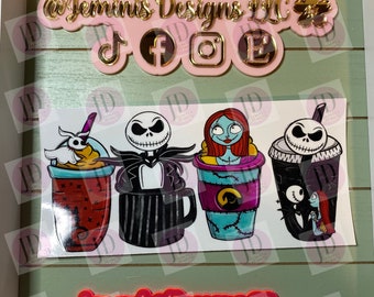 UV DTF 16 oz Glass can Ready to press|  Halloween  nightmare  | uvdtf wrap | Permanent decal | No heat needed | Waterproof