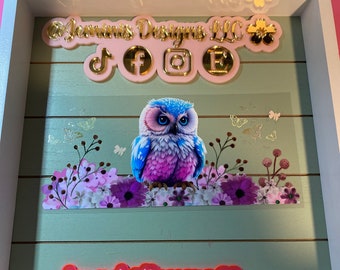UV DTF 16 or 20 oz Glass can Ready to Apply |owl floral | uvdtf wrap | Permanent decal | No heat needed | Waterproof material