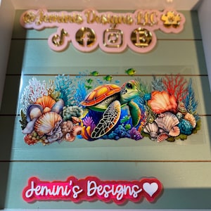 UV DTF 16 oz Glass can Ready to Apply| Sea Turtle underwater uvdtf wrap | Permanent decal | No heat needed | Waterproof material