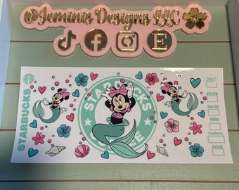 Ready to press|  Girl Mouse mermaid / uvdtf wrap | Permanent decal | No heat needed | Waterproof