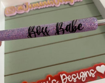 Boss Babe lavender glitter gel Pen/Glitter Gel pen, Boss Babe glitter pens, lavender  glitter pens, lavender/purple Boss Babe pen