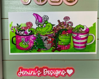 UV DTF 16 oz Glass can Ready to press|  Mean one| Mean guy Christmas coffee    | uvdtf wrap | Permanent decal | No heat needed | Waterproof