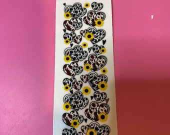 Cowhide brown and black heart uvdtf pen wrap / Sunflower & cowhide pen wrap/ cow print uvdtf pen wrap