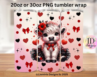 Red Ballerina cow PNG file design for tumbler sublimation. Red tutu Ballerina highland cow fits 20 or 30 oz tumblers.  PNG Digital file