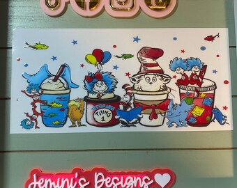 Red & White hattted cat/ one fish / Friends / things/  Coffee cups uvdtf 16oz uvdtf cup wrap ready to press | Friends