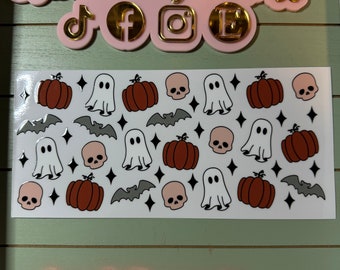 UV DTF  Ready to press|  Halloween ghost, bars, pumpkin and skull  | uvdtf wrap | Permanent decal | No heat needed | Waterproof decal