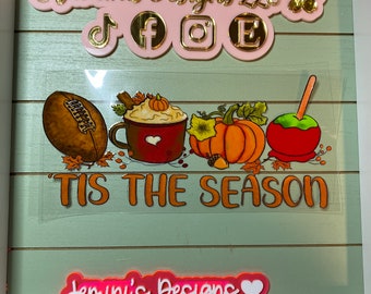 UV DTF 16 oz Glass can Ready to press|  Pumpkin fall Tis the season football   | uvdtf wrap | Permanent decal | No heat needed | Waterpro