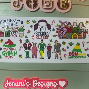 UV DTF 16 oz Glass can Ready to press| Seriously Clark Christmas friends   | uvdtf wrap | Permanent decal | No heat needed | Waterproof