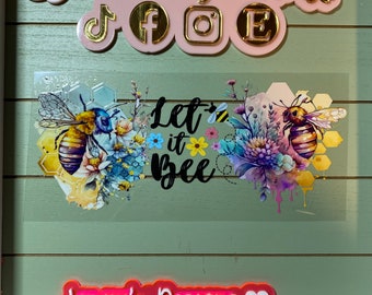 UV DTF 16 or 20 oz Glass can Ready to Apply |Let it bee/ bee wrap | uvdtf wrap | Permanent decal | No heat needed | Waterproof material