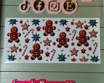 UV DTF 16 oz Glass can Ready to press|  Candy cane's gingerbread Christmas-2  | uvdtf wrap | Permanent decal | No heat needed | Waterproof