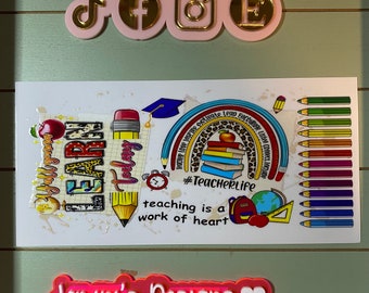 UV DTF 16 oz Glass can Ready to Apply| Best Teacher/ learning | uvdtf wrap | Permanent decal | No heat needed | Waterproof material