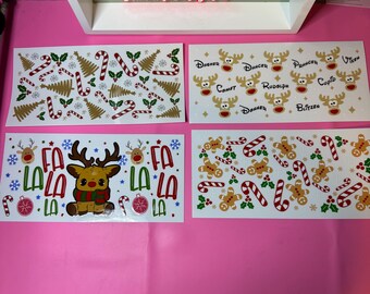 UV DTF  Ready to press|  Christmas Reindeer /Rudolph/gingerbread/ trees | uvdtf wrap | Permanent decal | No heat needed | Waterproof