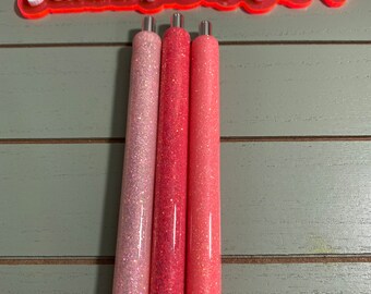 Beautiful gradient coral pen set, ready for personalization, Set of 3 pens/ready for your business name or personal name