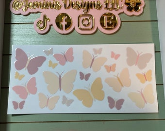 UV DTF 16 oz Glass can Ready to Apply |  butterfly | uvdtf wrap | Permanent decal | No heat needed | Waterproof material