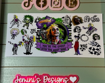 Ready to press|  Halloween/ beetle guy, black and white guy/ never trust  | uvdtf wrap | Permanent decal | No heat needed | Waterproof