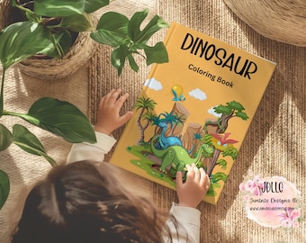 Dinosaur coloring book, pdf printable book- Ages 2-4 coloring book, Teachers/moms & more. dinosarus for all ages. 31 page dinosaur book