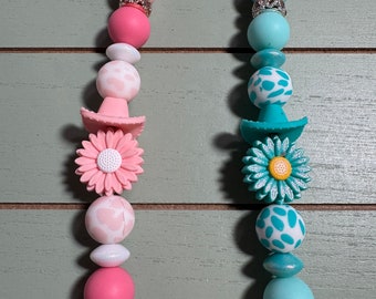 Cowboy daisy/sunflower Tumbler charm accessory, tumbler bead charm, beaded tumbler charm, tumbler handle charm, tumbler cup charm