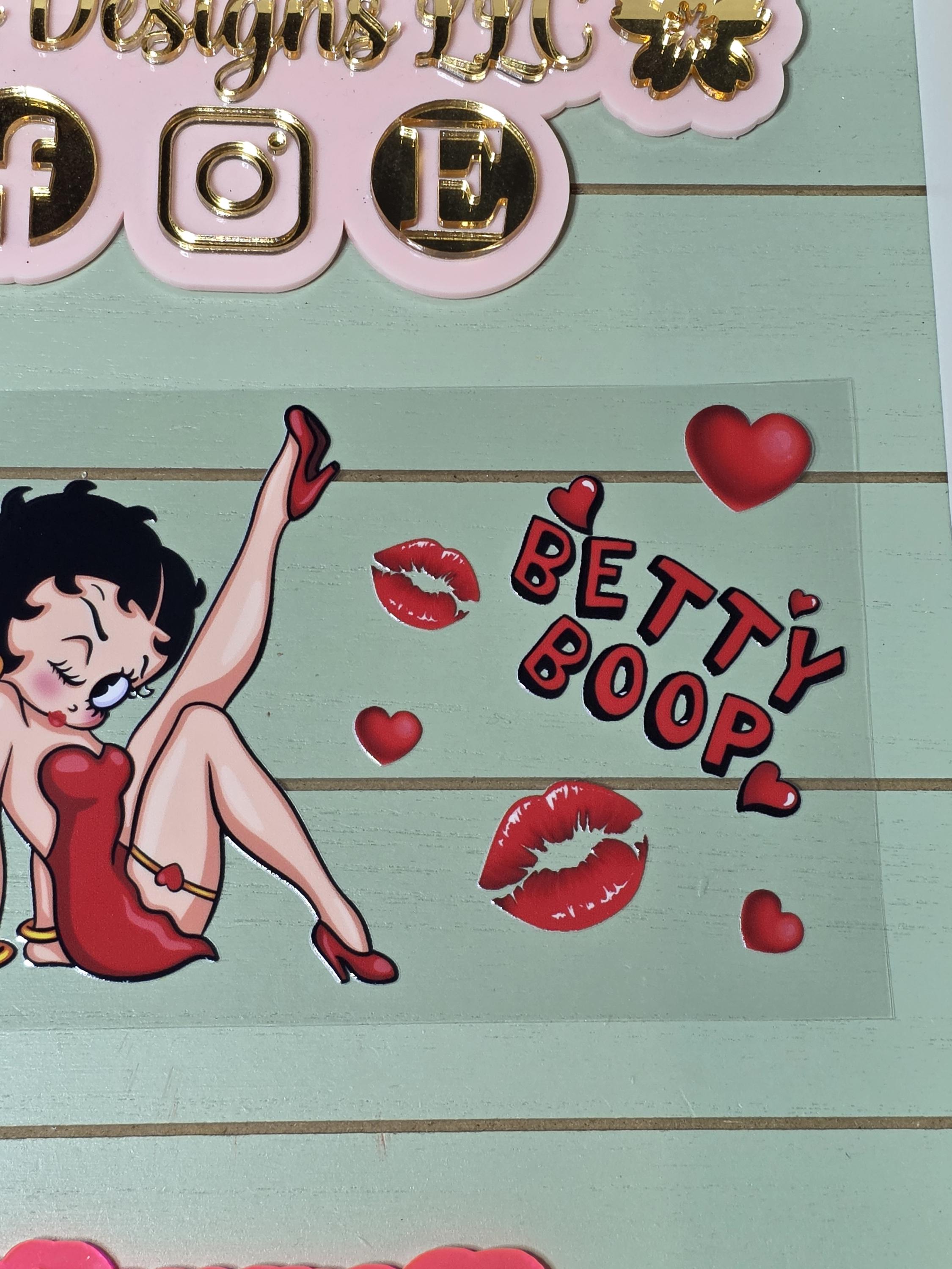 Cute Girl Boop Winking/ Cute Pose / Red Dress Hearts/ Lips/ Leg Up ...