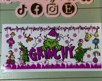 UV DTF 16 oz Glass can Ready to press|  Mean one| Mean guy feeling extra grinchy| uvdtf wrap | Permanent decal | No heat needed | Waterproof