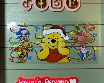 Christmas  bear, donkey, tiger & pig tumbler, 16oz uvdtf cup wrap ready to press | yellow bear uvdtf cup wrap