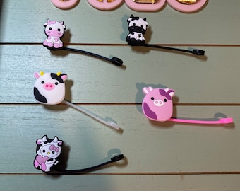 Straw topper Cow / kitty or squash design Straw tip cover compatible with most standard straw’s including Stanley