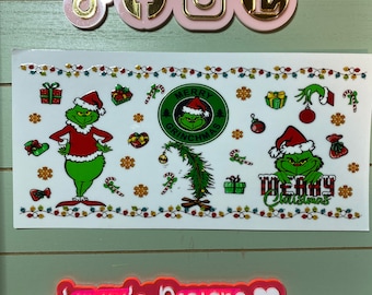 UV DTF 16 oz Glass can Ready to press|  Mean one| Mean guy Christmas   | uvdtf wrap | Permanent decal | No heat needed | Waterproof