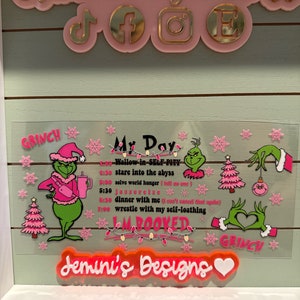 UV DTF  Ready to press|  My Day| Mean guy pink Christmas | uvdtf wrap | Permanent decal | No heat needed | Waterproof