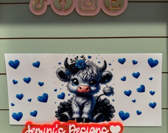 UV DTF  Ready to Apply| Highland Ballerina tutu blue/ blk silver  hearts uvdtf wrap | Permanent decal | No heat needed | Waterproof material