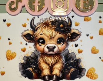 UV DTF  Ready to Apply| Highland Ballerina tutu gold / black hearts uvdtf wrap | Permanent decal | No heat needed | Waterproof material