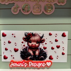 UV DTF  Ready to Apply| Highland Ballerina tutu red/ black hearts uvdtf wrap | Permanent decal | No heat needed | Waterproof material