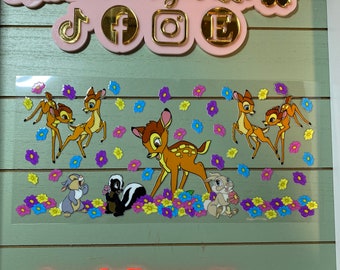UV DTF 16 oz Glass can Ready to press|  woodland friends Deer, skunk/ Rabbit  | uvdtf wrap | Permanent decal | No heat needed | Waterproof