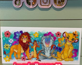 Lion and sidekick friends uvdtf/pig, meetcat and baboon | uvdtf wrap | Permanent decal | No heat needed | Waterproof