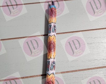 Mimi sunflower turquoise pen wrap Glitter pen, pen wrap with Lots of vibrant colors sparkle.   Gorgeous glitter pen