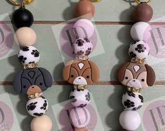 Ready to Ship Adorable puppy/dog bling beaded Keychain/beaded mini Keychain & dog/dangle Keychain/puppy keychain