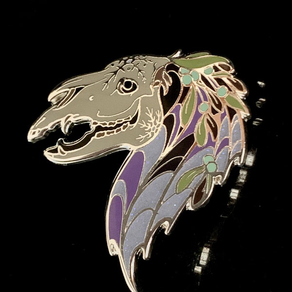 MariLwyd folklore glitter enamel pin horse skull winter season limited edition Mari lwyd Halloween