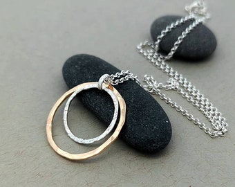 Circle Necklace Gold Filled and Sterling Circle Necklace, Ring Necklace, Silver Circle Pendant, Gift for Her Simple Open Ring Necklace