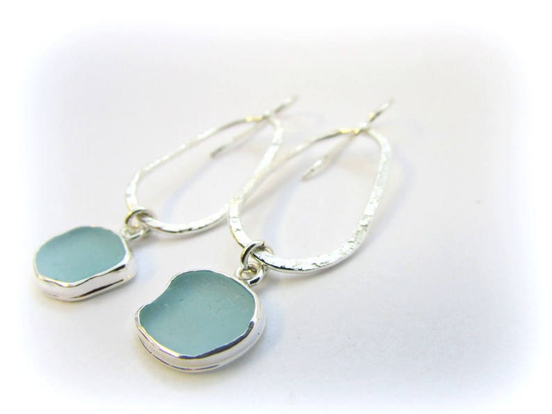 Sea glass earring. Sea glass jewelry. Maine Gift. Silver Etsy