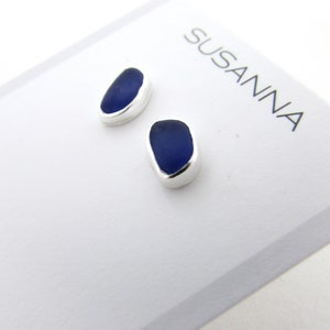 Sea Glass Earrings, Handmade Jewelry for Women, Sterling Silver Earrings, Gift for Mom, Sea Glass Stud Post Earrings