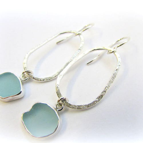 Sea Glass Earrings. Sea Glass Jewelry. Maine Jewelry.sterling Etsy
