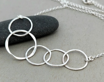 Chain Link Necklace, Sterling Silver Circle Necklace, Large Link Chain Necklace Handmade Family Necklace Sister Necklace Friend Necklace