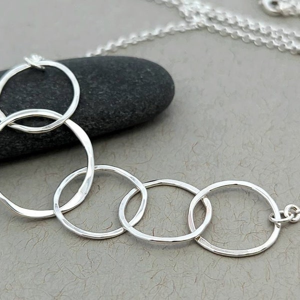Chain Link Necklace, Sterling Silver Circle Necklace, Large Link Chain Necklace Handmade Family Necklace Sister Necklace Friend Necklace