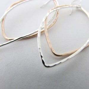 Gemischte Metallblatt Ohrringe, Sterling Silber & Bronze, handgemacht