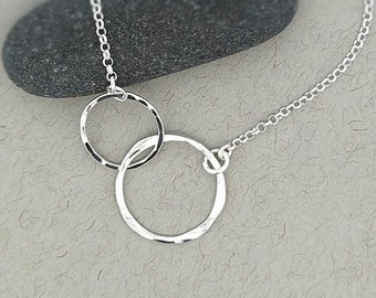 Chain Link Necklace, Sterling Silver Circle Necklace, Large Link Chain Necklace Handmade Family Necklace Sister Necklace Friend Necklace